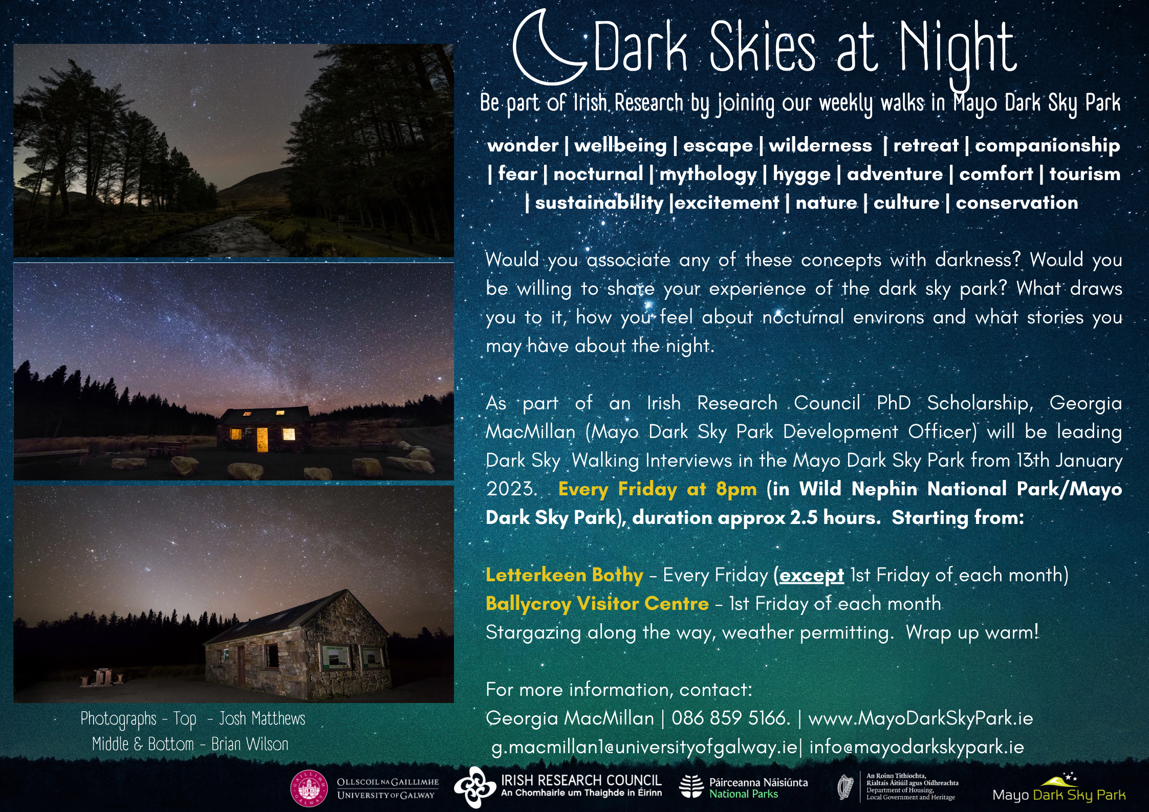 Weekly Dark Sky Walks until 31st March 2023