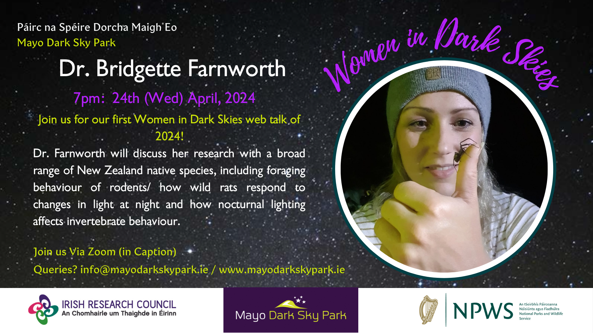 Women in Dark Skies – Dr Bridgette Farnworth – Weds 24th April 2024